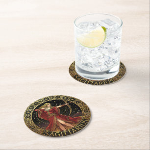 Dessous De Verre Rond Sagittaire Archer Symbole Zodiaque Féminin