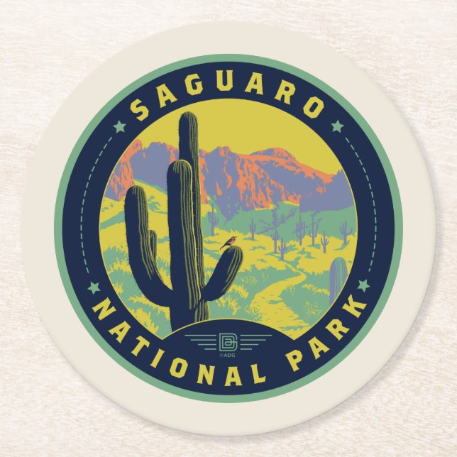 Dessous De Verre Rond Saguaro National Park (Devant)