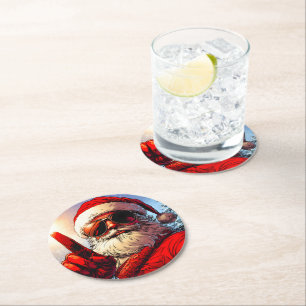 Dessous De Verre Rond Saint Jolly Père Noël Divine Glow