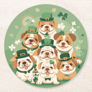 Dessous De Verre Rond Saint-Patrick Bulldogs Anglais