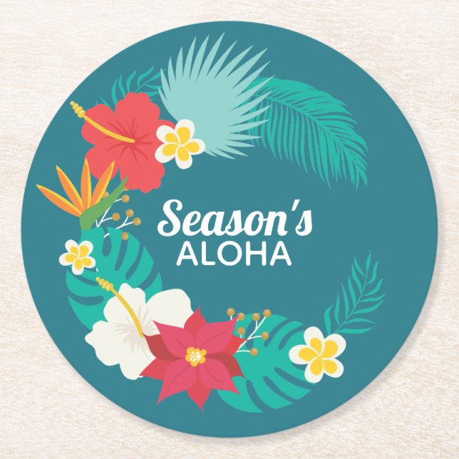 Dessous De Verre Rond Saison Aloha Hawaiian (Devant)