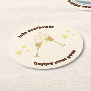 Dessous De Verre Rond Salles de champagne Message de Nouvel An