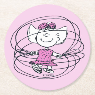 Dessous De Verre Rond Sally Jouant à la corde de saut