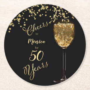 Dessous De Verre Rond Salutations pour les années 50e anniversaire