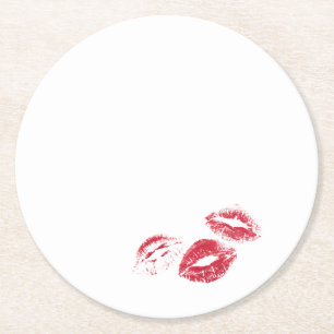 Dessous De Verre Rond S'AMUSER ! Serviettes en rouge à lèvres