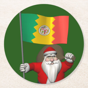 Dessous De Verre Rond Santa Claus Avec L'Ensigne De Los Angeles CA