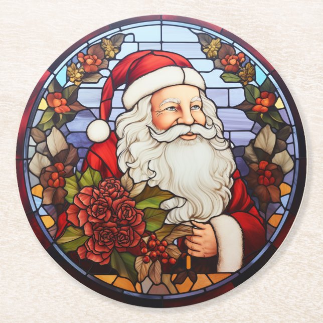 Dessous De Verre Rond Santa Claus Christmas Set of 6  (Devant)