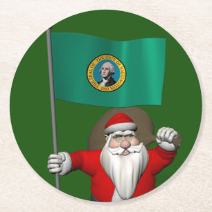 Dessous De Verre Rond Santa Claus With Ensign Of Washington