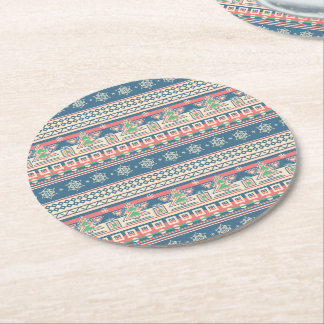 Dessous De Verre Rond Sapin de Noël Papier Style Aztèque