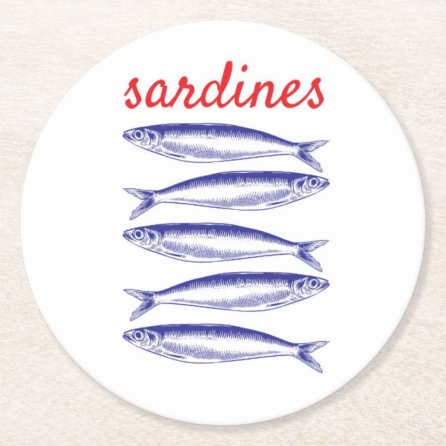 Dessous De Verre Rond Sardines (Devant)