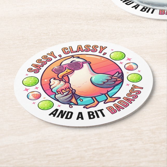 Dessous De Verre Rond Sassy, Classy et un peu Badassy (Incliné)