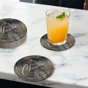 Dessous De Verre Rond Sauvez la Date Cheer ! Boissons gratuites et photo