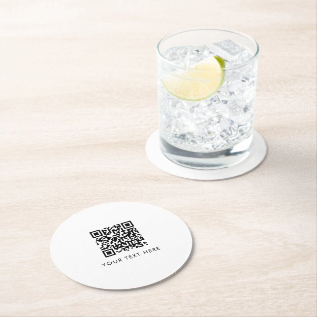 Dessous De Verre Rond Scannable Business Website QR Code Publicité (En situation)