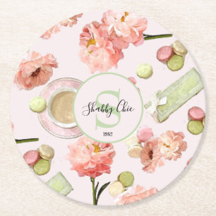 Dessous De Verre Rond Set de Trendy Shabby Chic