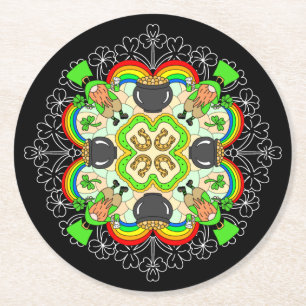 Dessous De Verre Rond Shamrock, Leprechauns Saint Patrick's Day