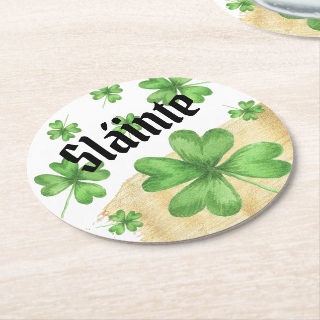 Dessous De Verre Rond Shamrock Slainte (Incliné)