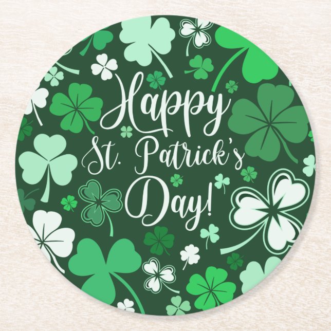 Dessous De Verre Rond Shamrock St Patrick's (Devant)