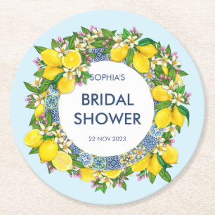 Dessous De Verre Rond Sicilienne Majolica Tiles Floral Leafy Lemon Garla
