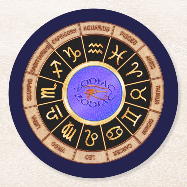 Dessous De Verre Rond Signes zodiaques européens (Devant)