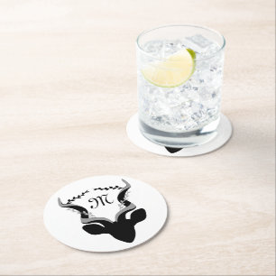 Dessous De Verre Rond Silhouette d'Antelope foncé avec monogramme Custo