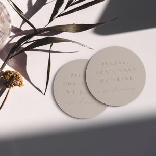 Dessous De Verre Rond Simple Blush Pink Ne prenez pas mon verre Je danse