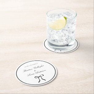 Dessous De Verre Rond Simple Bow Mariage Classique