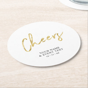 Dessous De Verre Rond Simple Gold Cheers Fête d'anniversaire adulte