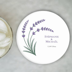 Dessous De Verre Rond Simple Mariage au Lavande