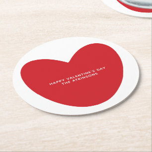Dessous De Verre Rond Simple mignon coeur rouge personnalisé Saint Valen