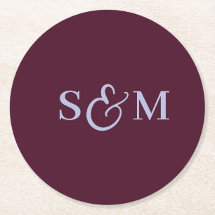 Dessous De Verre Rond Simple Script Ampersand Monogram Mariage