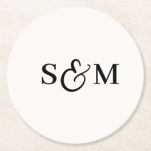 Dessous De Verre Rond Simple Script Ampersand Monogram Mariage