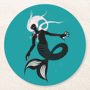Dessous De Verre Rond Sirène gothique Imaginaire foncé Créature