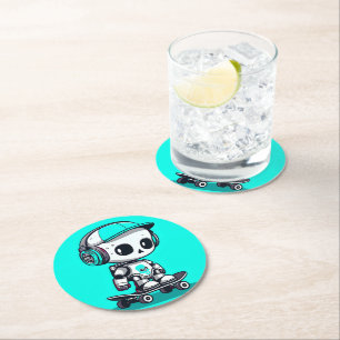Dessous De Verre Rond Skate SkullBot