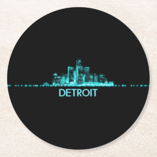 Dessous De Verre Rond Skyline de Détroit