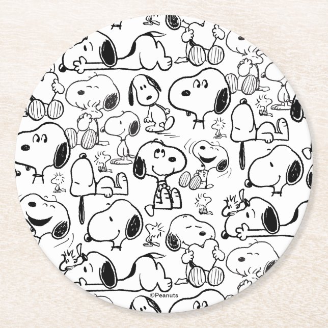 Dessous De Verre Rond Snoopy Smile Giggle Laugh Pattern (Devant)
