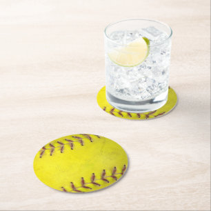 Dessous De Verre Rond Softball Jaune