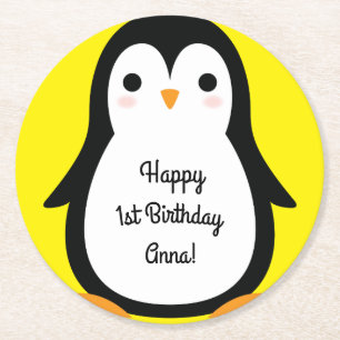 Dessous De Verre Rond Soirée d'anniversaire de Penguin