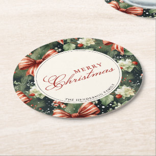 Dessous De Verre Rond Soirée de Noël élégante personnalisée