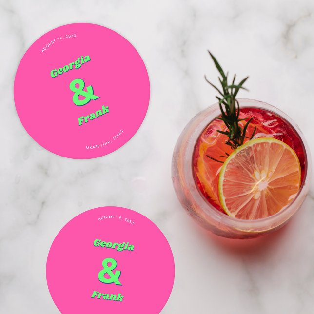 Dessous De Verre Rond Soirée ou mariage rose et vert (Créateur téléchargé)