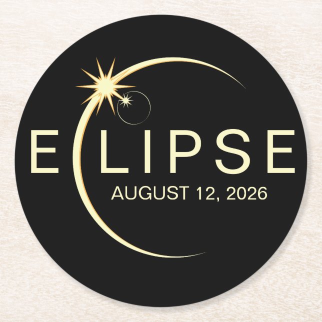Dessous De Verre Rond Solar Eclipse Astronomy Event 2026 (Devant)