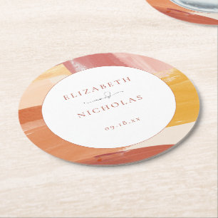 Dessous De Verre Rond Soleil de Terracotta   Mariage de monogramme