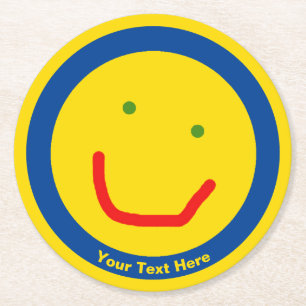 Dessous De Verre Rond Soleil souriant, visage joyeux