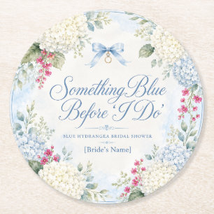 Dessous De Verre Rond Something Blue Baby Shower Hydrangea Bleue