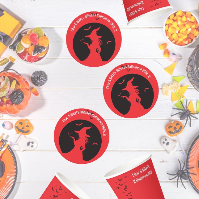 Dessous De Verre Rond Sorcières seulement Parti Halloween (Witches Only Halloween Party Round Paper Coaster)