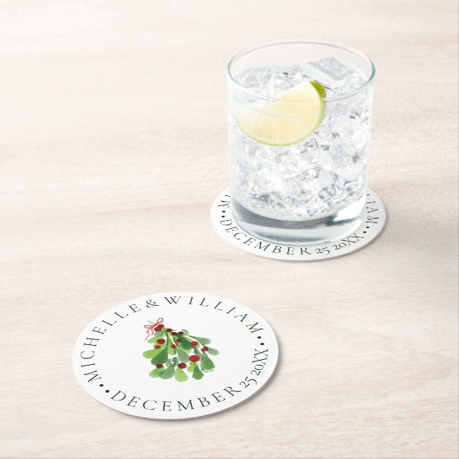 Dessous De Verre Rond Sous le Mariage de Noël Mistletoe (En situation)