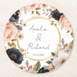 Dessous De Verre Rond Sous-verres de mariage personnalisés à motif flora