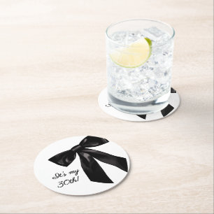 Dessous De Verre Rond Sous-verres élégants à nœud noir pour fête d'anniv