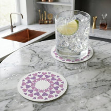 Sous-verres en forme de cœur rose et violet