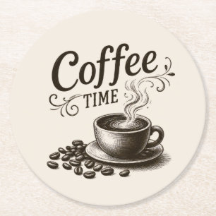 Dessous De Verre Rond Sous-verres en papier Coffee Time