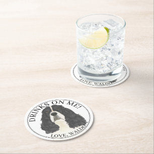 Dessous De Verre Rond Spaniel Springer noir blanc